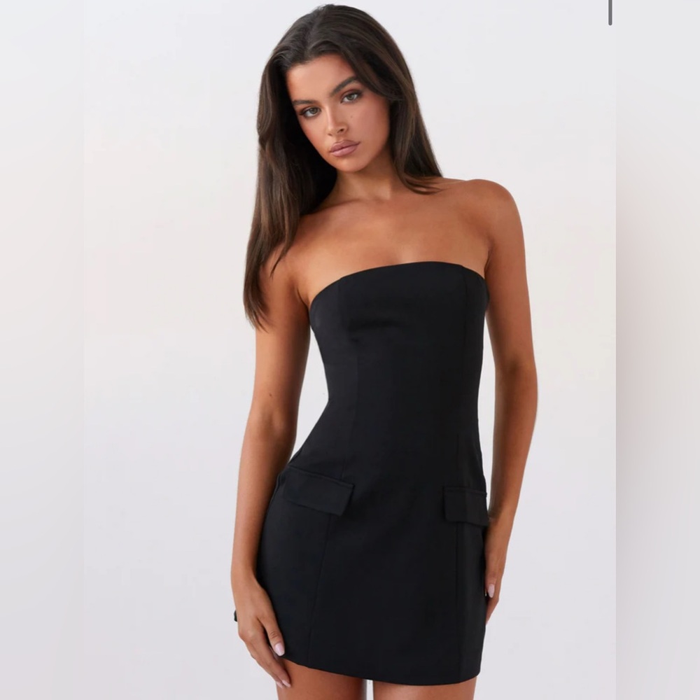 Peppermayo Black Strapless Sheath Dress